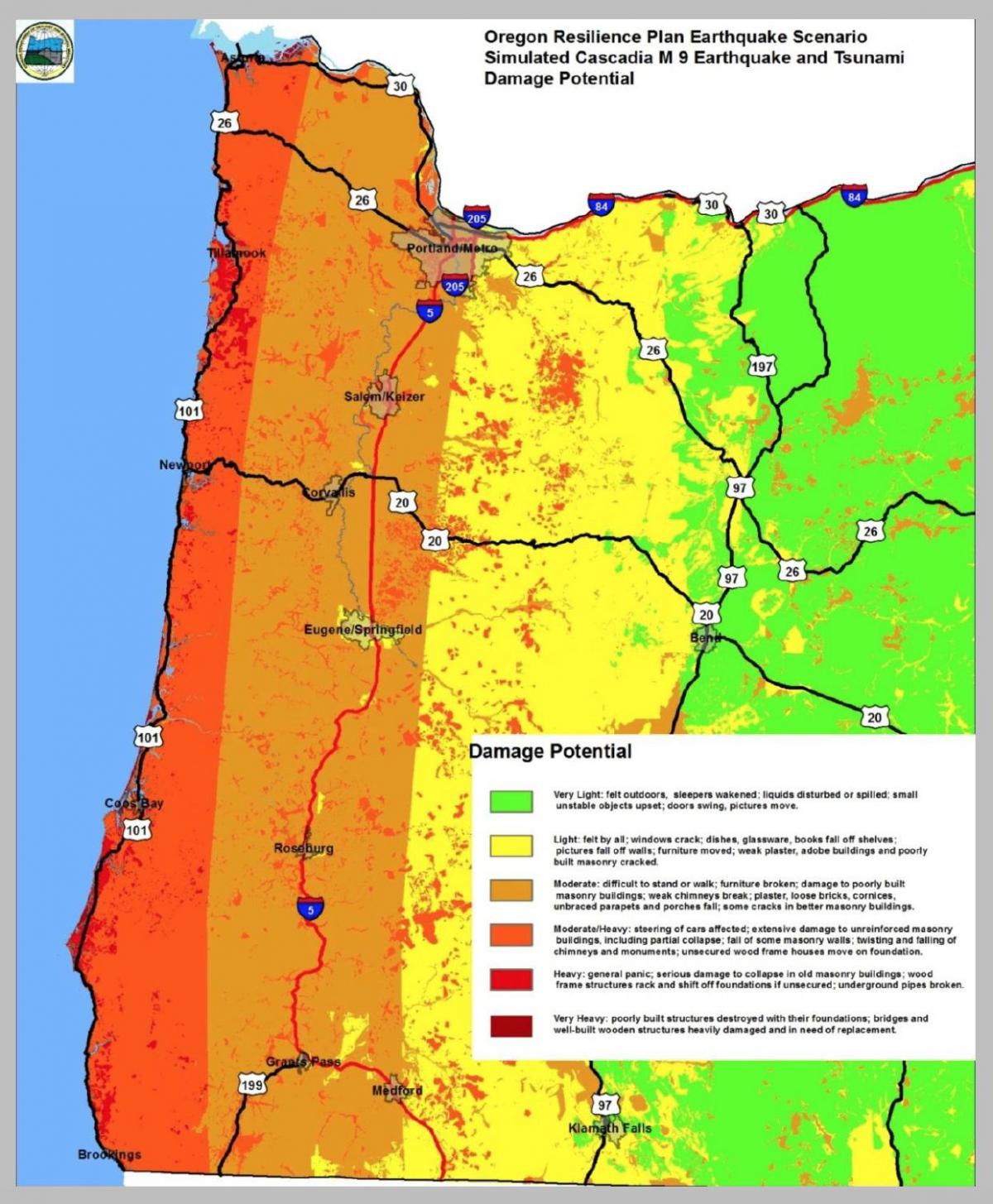 երկրաշարժի քարտեզ Portland Oregon