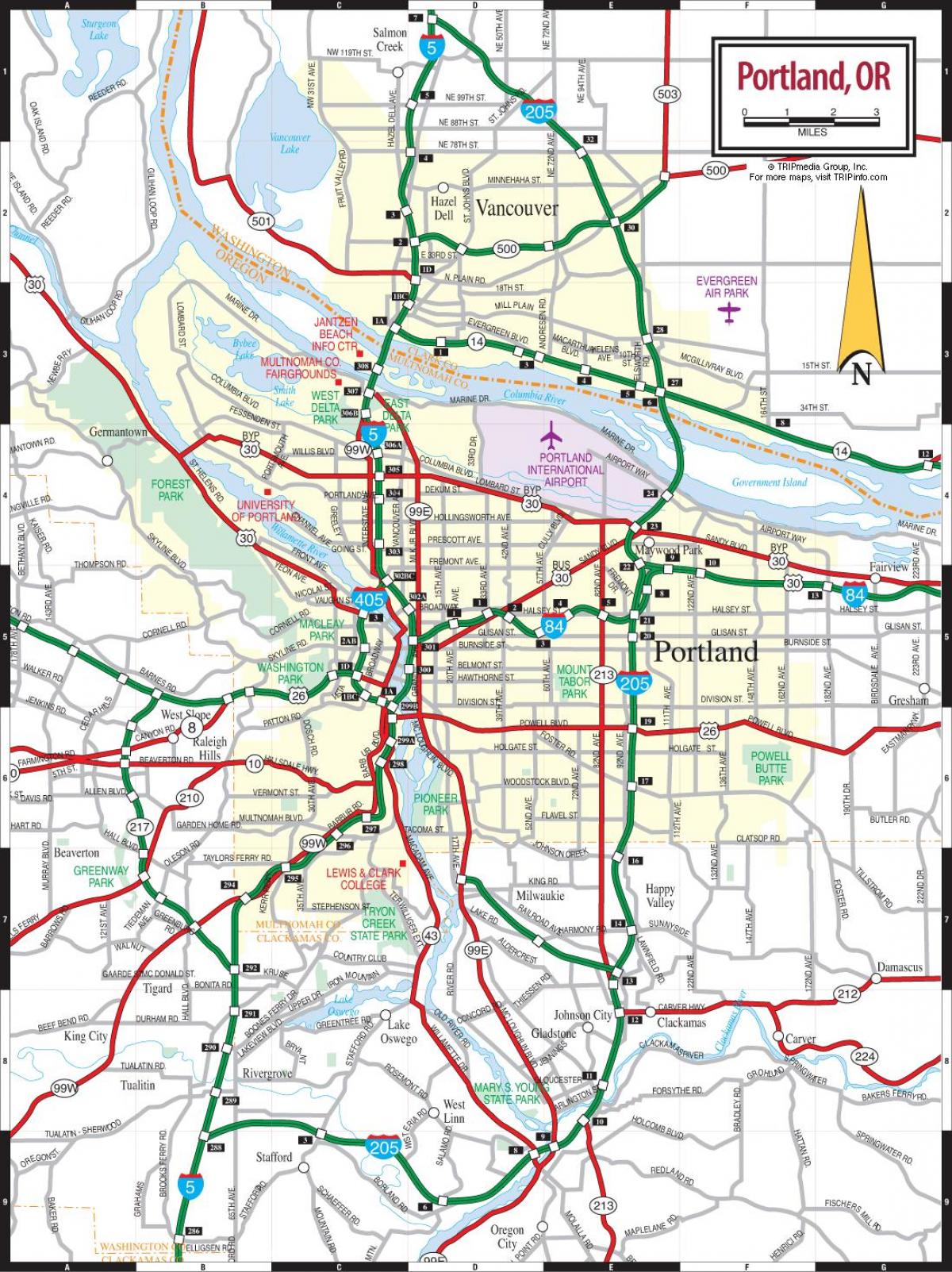 քարտեզ Portland եւ Արեւմտյան երկաթուղու