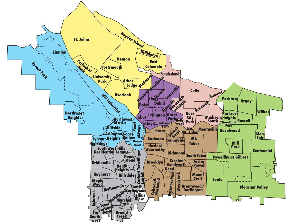 քարտեզ Portland շրջանների