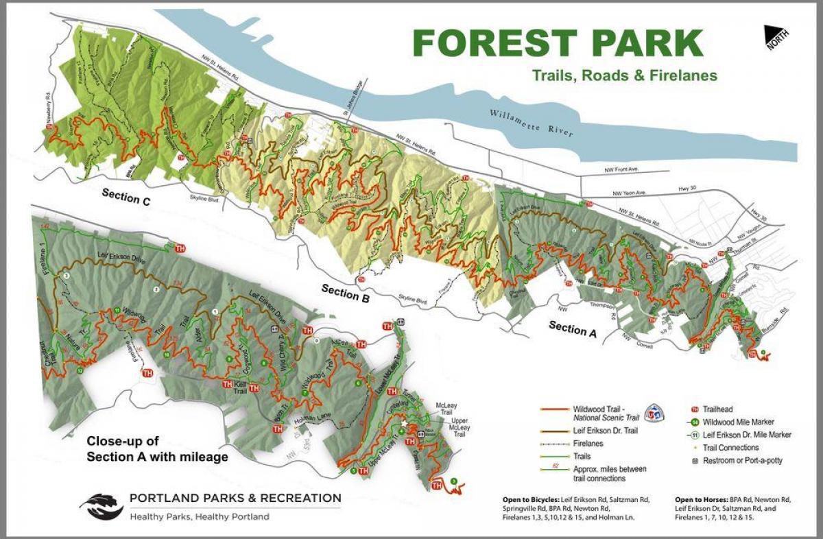 Անտառային Այգին քարտեզ Портланд