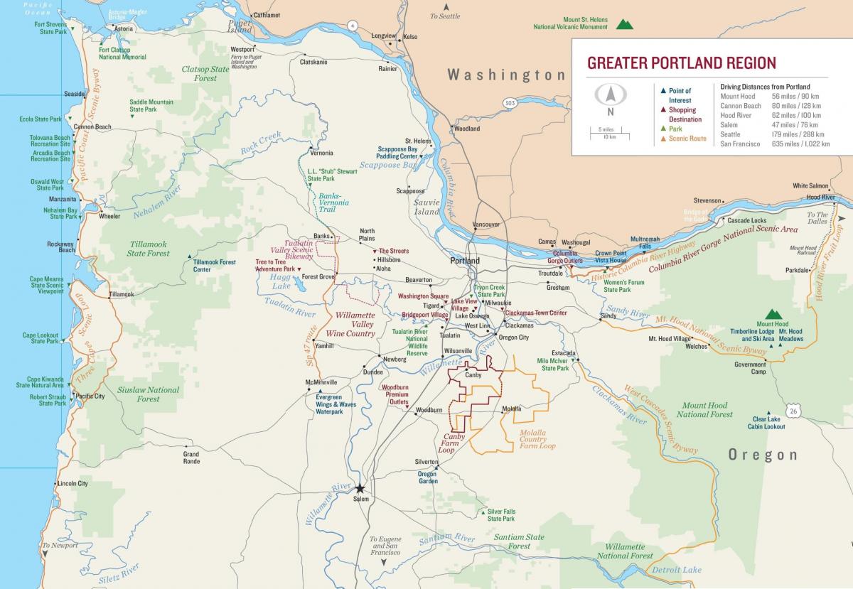 քարտեզ Portland Oregon