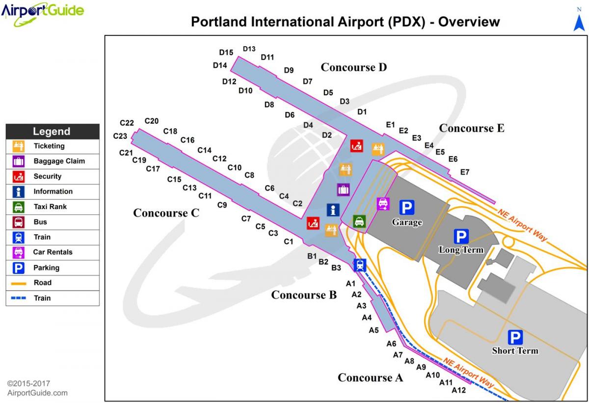 քարտեզ Միջազգային օդանավակայանը Portland