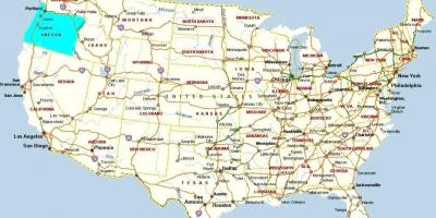 Portland Օրեգոն քարտեզի վրա ԱՄՆ-ի