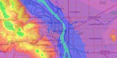 Բարձրությունը քարտեզ Portland Oregon